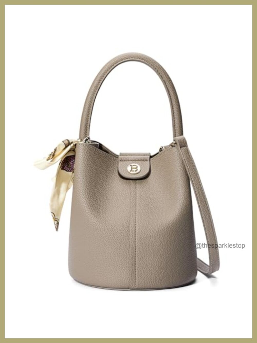 Small Vegan Leather Bucket Crossbody Bag with Removable Strap